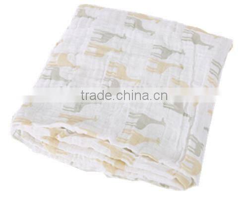 Light Yellow and Grey Deer 120*120cm Baby Gauze Swaddle