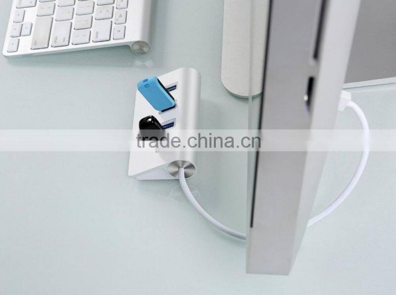 Top Grade 4 port Aluminum usb 3. 0 hub from usb hub suppliers (30" cable)