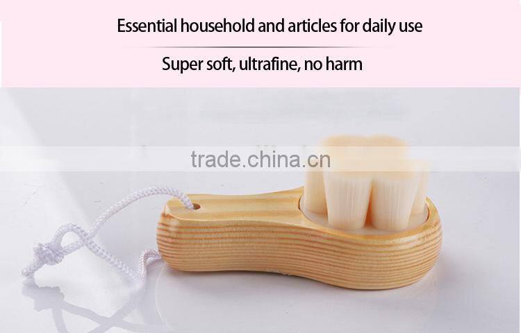 New design portable wooden handle facial cleansing brush