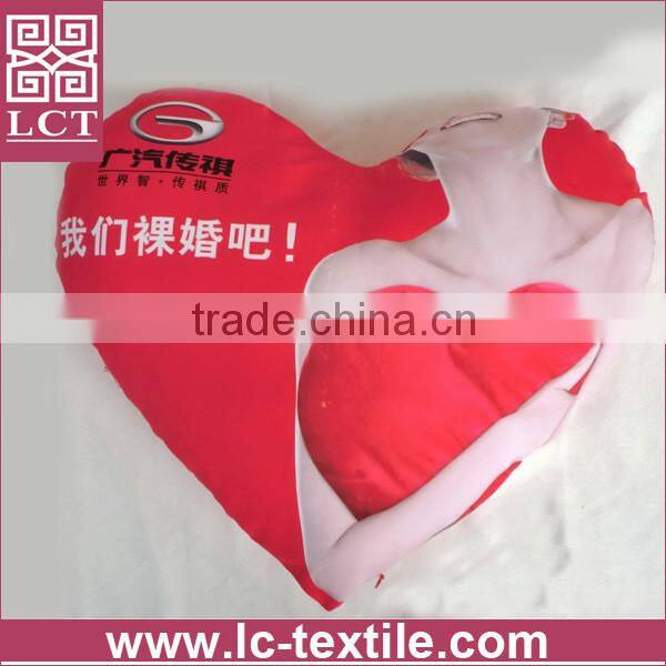 customized dye sublimation printing high quality grade polyester heart pillow for promotional activity(LCTP0175)
