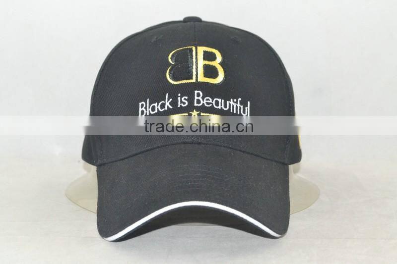 Professional custom 6 panel / 3 d embroidery /100% polyester/black baseball cap