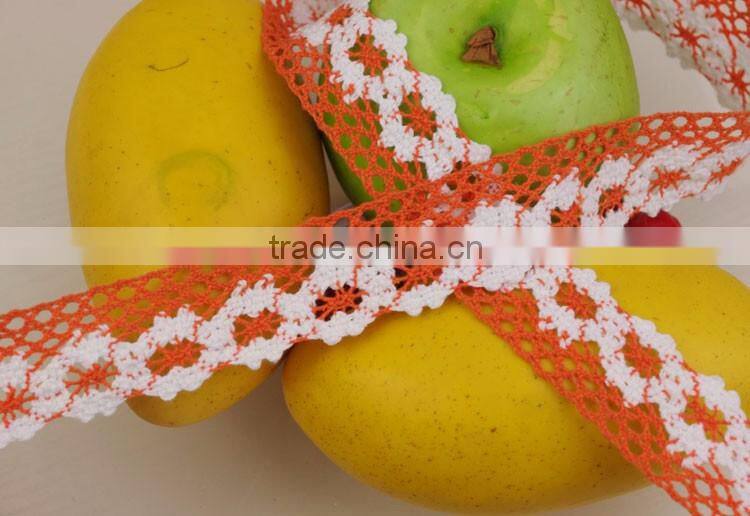 2016 orange african guipure Cotton ribbon trim crochet accessories lace c250103