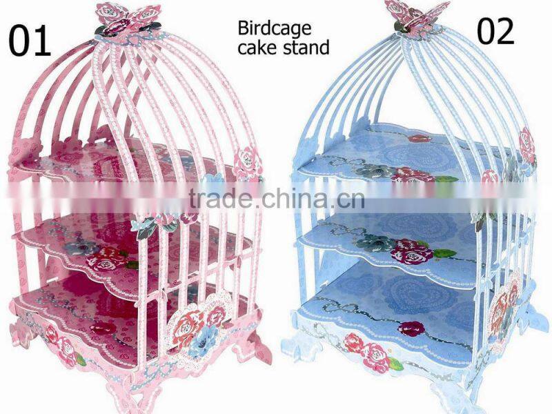 3 Tier Round Cake Cupcake Stand Cake Stand Green with Gold Line Birthday Wedding Party Display