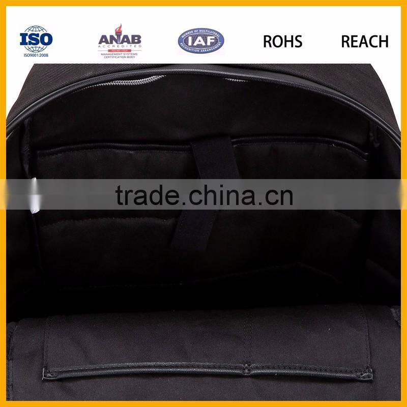 black PU leather travel leisure backpack daypack