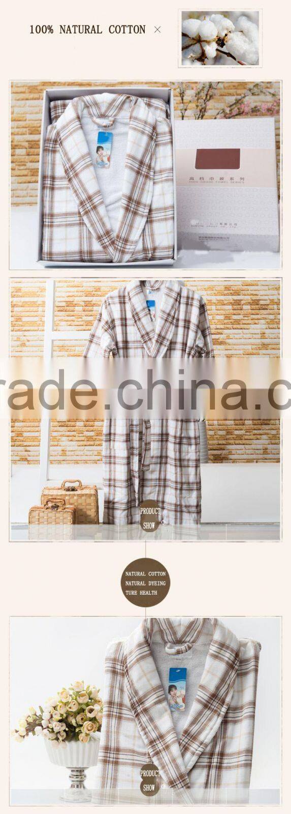 brown white grid latest women ladies cotton front open nightwear oem