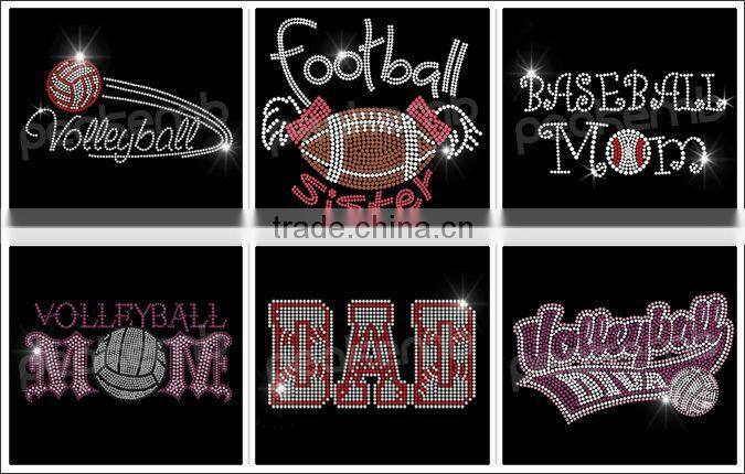 Colorful Iron On Rhinestone Fleur De Lis T Shirt Transfer