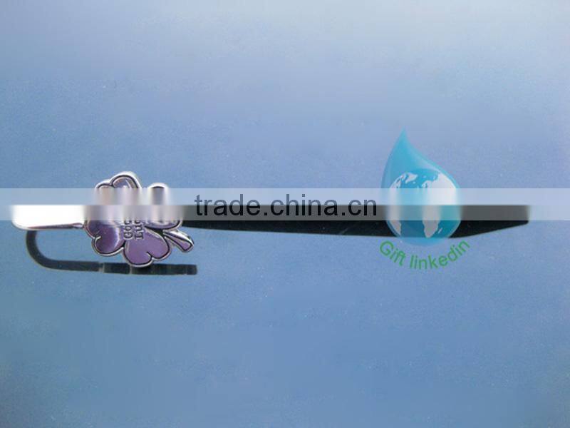 Four-leaf clover metal bookmark/custom 3d bookmark china supplier