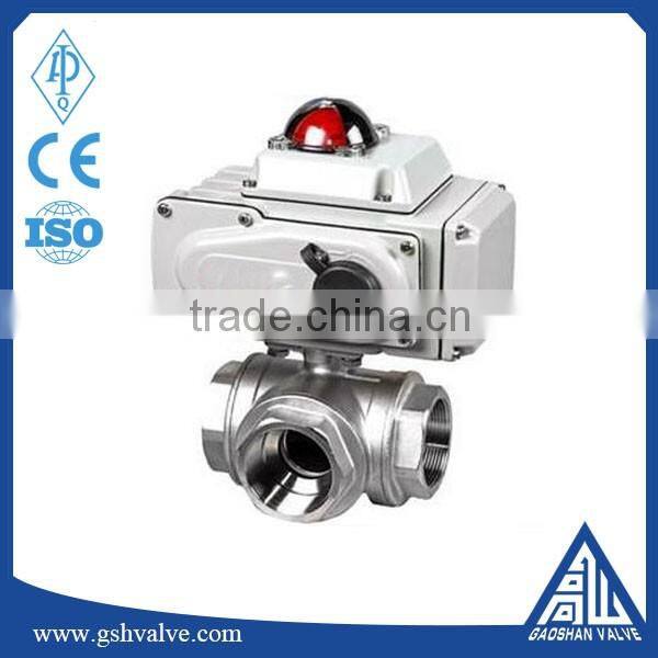 threaded stainless steel 304/316 tee type ball valve with motors