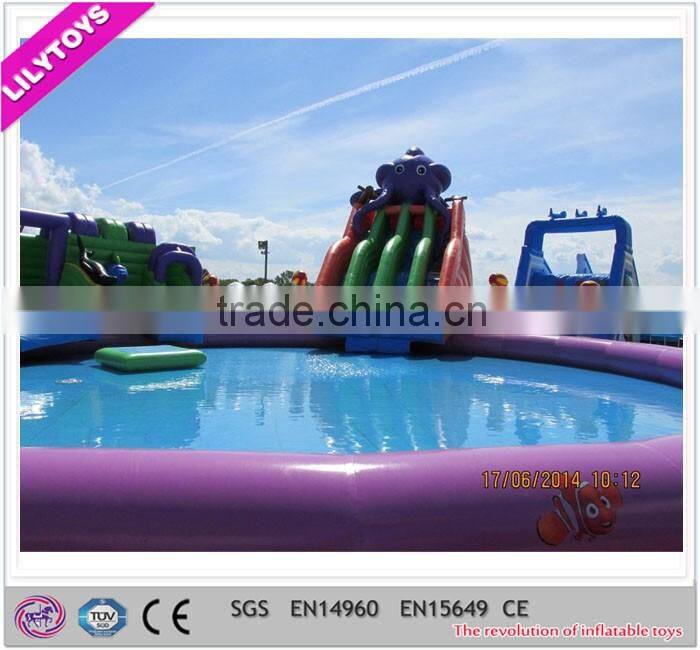 LILYTOYS exciting newest mobie theme water park, SGS commercial amusing park, giant ground inflatable game