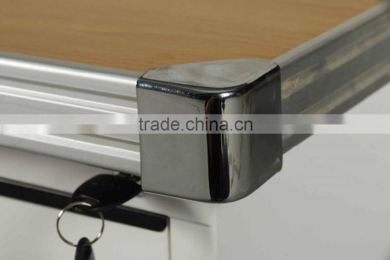 3 Drawer Keyboard Trap Wooden Surface Metal Computer Desk Computer Table