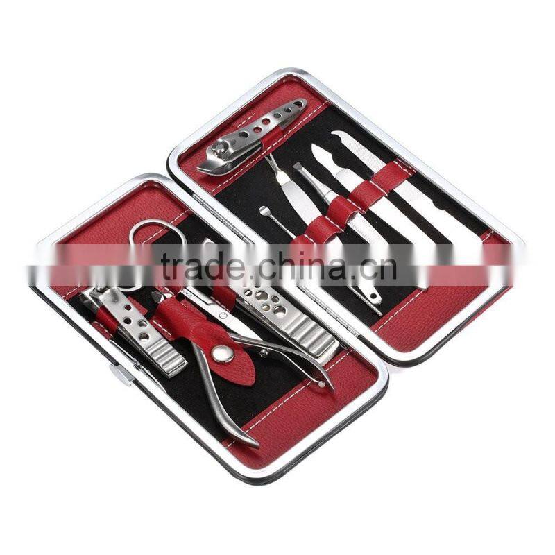 Bonvatt 9 pcs red stainless steel manicure set stainless steel manicure set