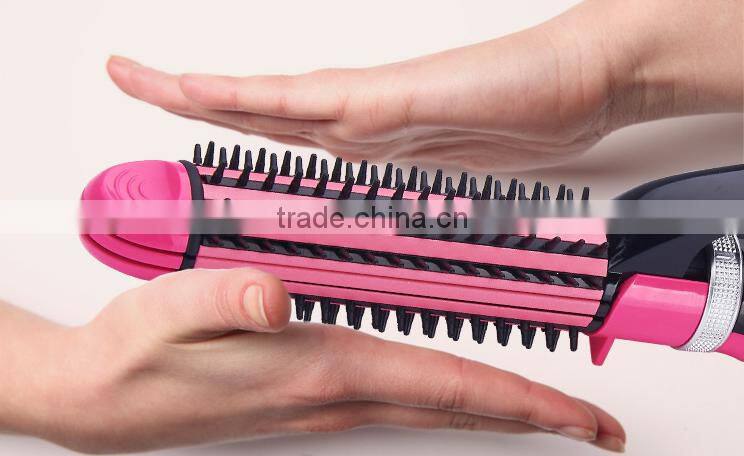 2 in 1 hair straightener brush electric lcd straightening rolling hair comb best hair straightener brush and curler