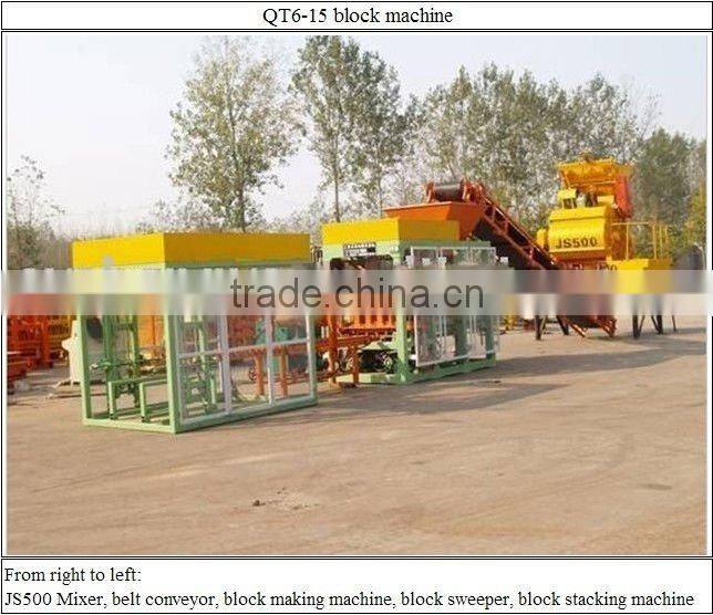 Branch office in Algeria automatic brick machine QT6-15 hot-sale China hydraulic cement brick machine in Tunisia