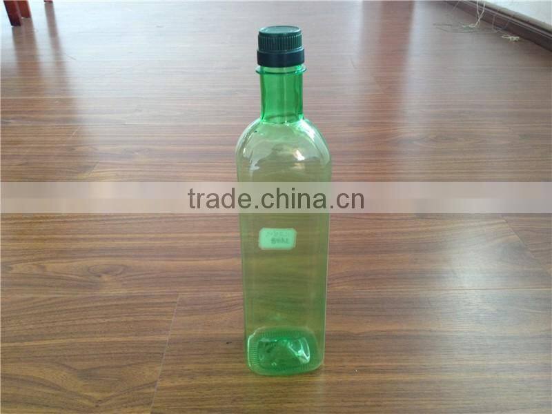 High quality pet cooking oil bottle size for chicken 1000ml square shape green color