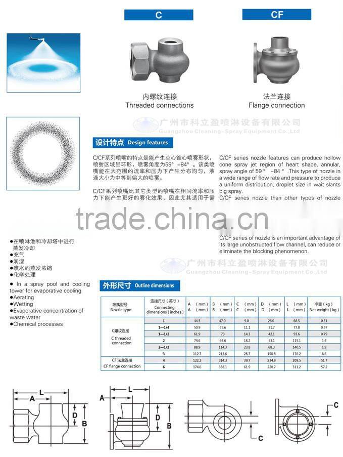 Stainless steel spray water hollow cone nozzle