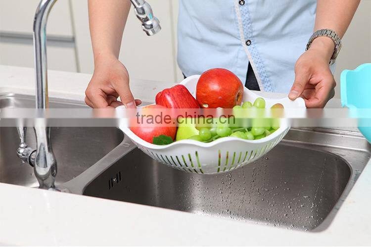 square double-layer draining fruit basket--blue