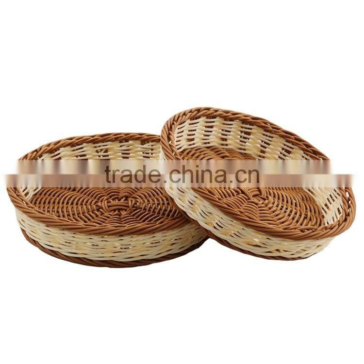 S&D wholesale Graceful flat washable poly rattan wicker bread basket fruit basket