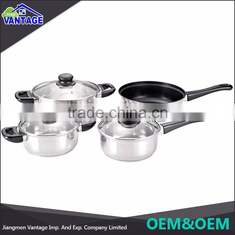 High quality 7pcs stainless steel stock kitchen pot cookware set