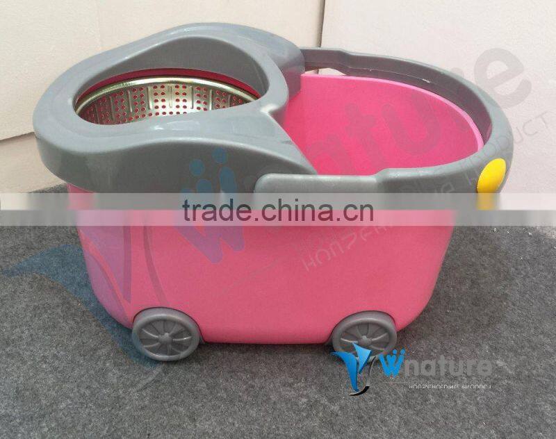 Easy Clean Magic Mop 360 Bucket 2 Heads Micro Fiber Spin Spinning Rotating Head