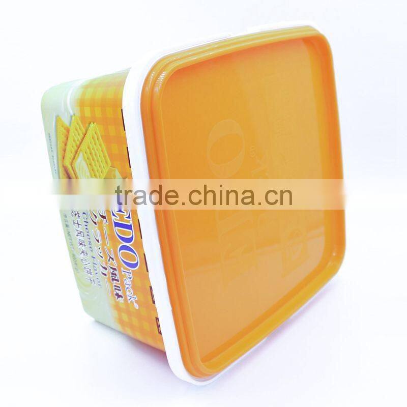 3L EDO Custom IML Plastic Cracker Containers With Two Handles,Maker of Plastic PP Biscuit Box