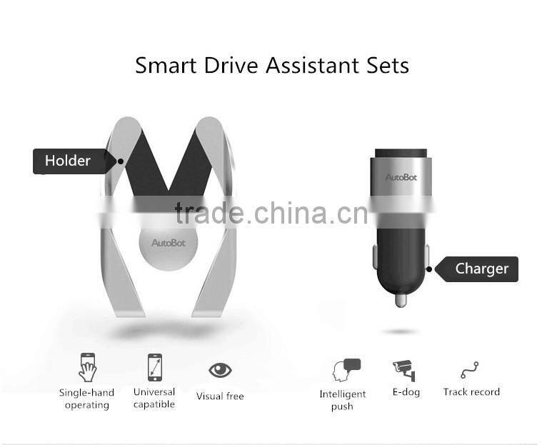 Smart Dual USB Car Charger & Car Holder For All Mobile Phones Intelligent Driver Assistant Sets