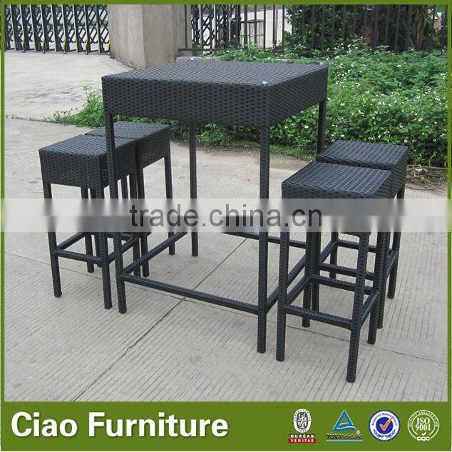 space save plastic rattan bar table and chair