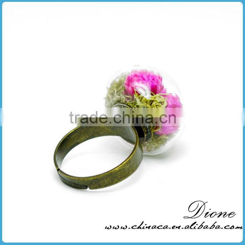 DIY Handmake starfish ring nature jewelry glass globe ring