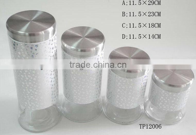 cylinder stainless steel coating wholesale glass chocolate tea coffee jars