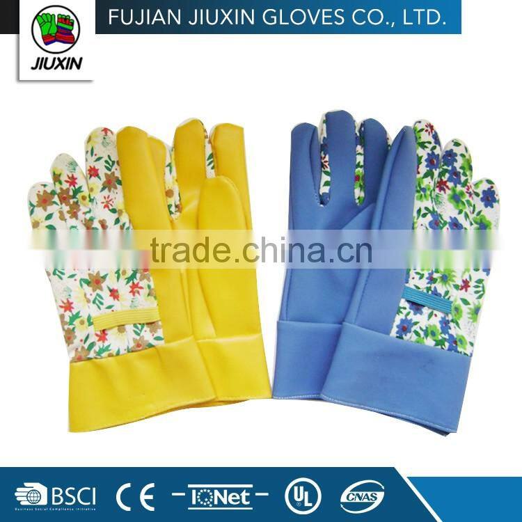 Drill cotton and PU leather garden gloves