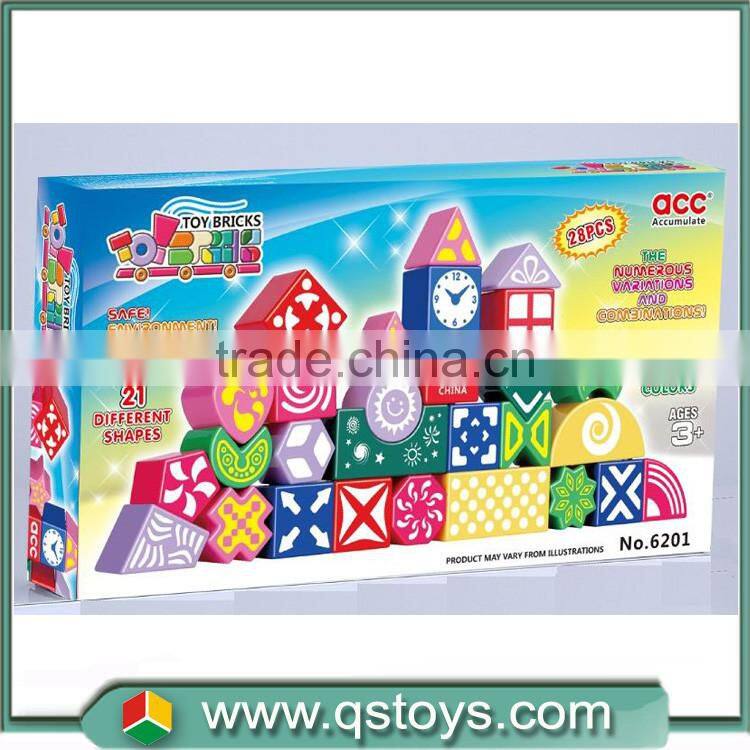 plastic geometry cutting block stick puzzle assemble 80pcs creative shape