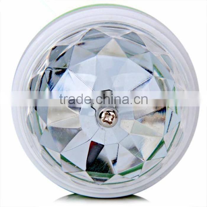 Hot selling Auto Mini Party Induction Light LED Bulbs E27 3W Bulb Full Color RGB LED Plastic Rotating Lamp with Remote Control