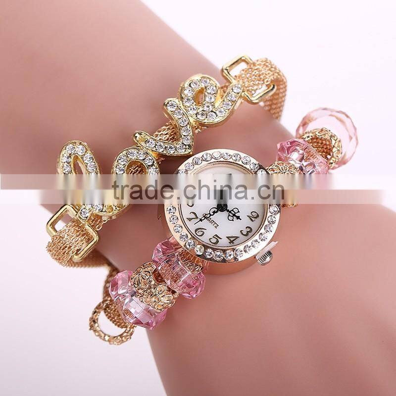 2017 luxury charming watch Fashion Girl pearl bracelet love ladies watch