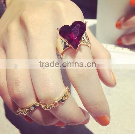 wholesale fashion jewelry exquisite heart finger ring set midi ring set