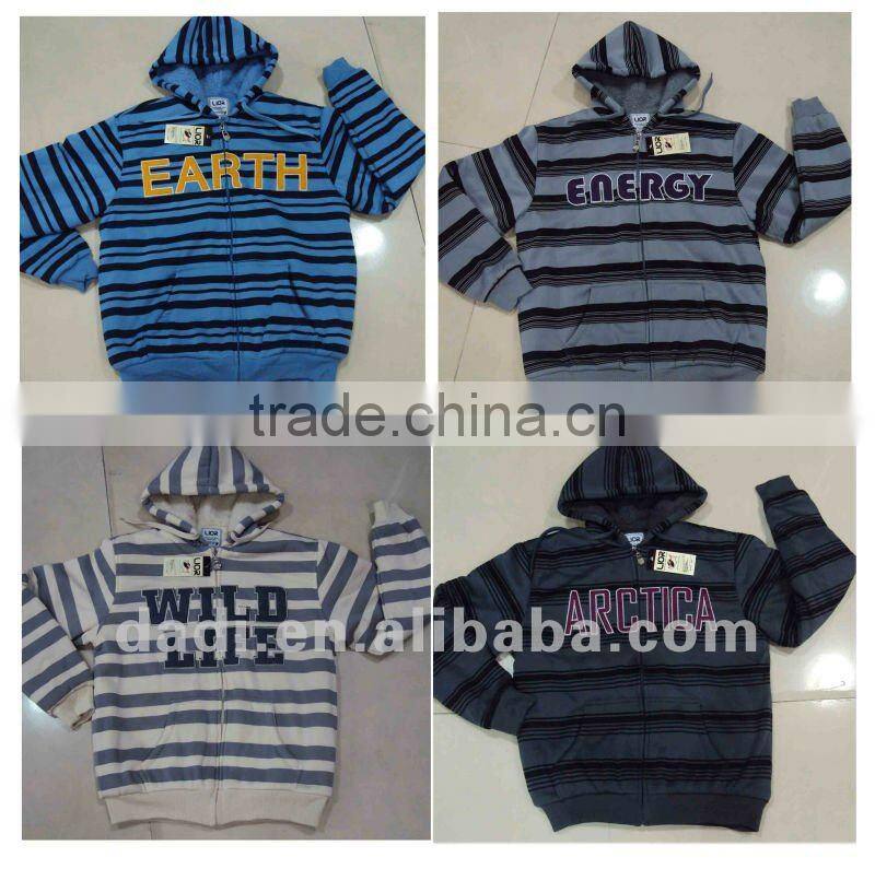 Wholesale OEM Triped Hoodies For Men With Fur Lining