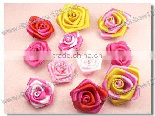 Polyester satin ribbon handmade flowers for dress