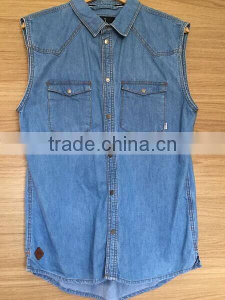 Fashion Sleeveless Denim Shirts for Man