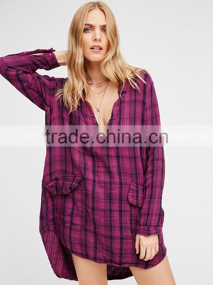 plain vintage sexy school girl plaid long sleeve party wear lady shirt dress manufacturer stays brand designs elastic custom