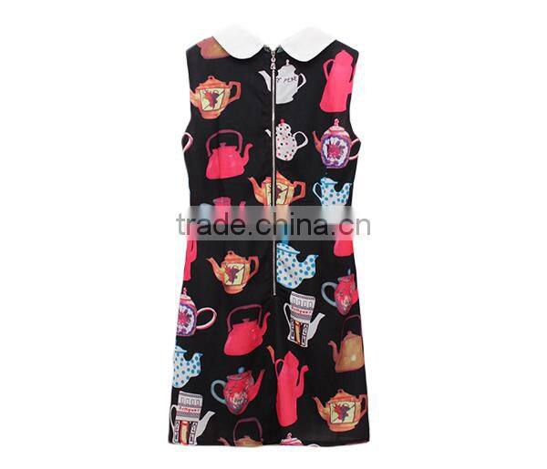 high fashion cute peter pan collar cotton sleeveless blouse