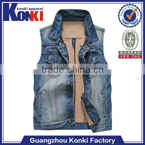 blue cheap fashion jean vest for men