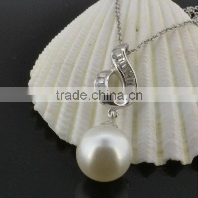 Fashion jewelry factory lady's pearl necklaces silver
