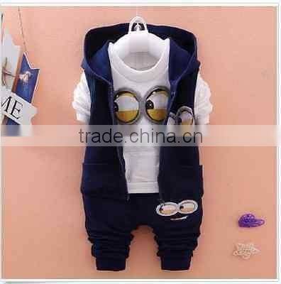 3PCS Baby Boys Girls Clothing Set Long Sleeve Shirt Pants Vest Hoodie