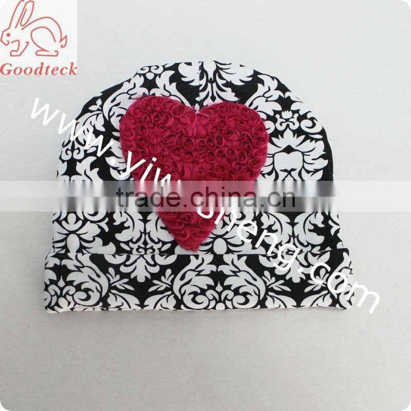 toddler black and white damask cotton baby hat