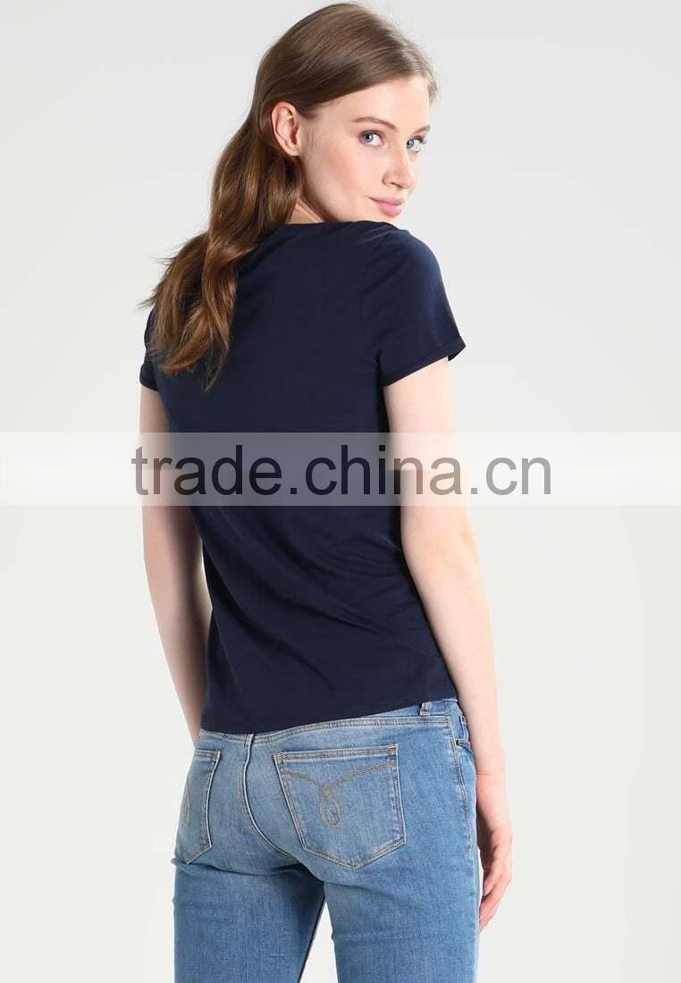 MGOO China Supplier Custom Sequin Embroidered T Shirts Women Soft Cotton Short Sleeves T Shirt