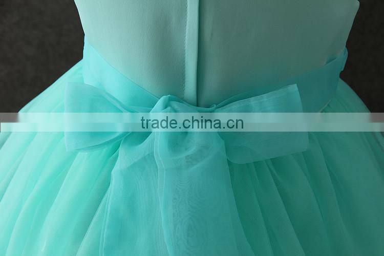 2017 Indian girls without dress pictures summer green Flower Puffy party dress Turkey girls shining Performance dance dresses