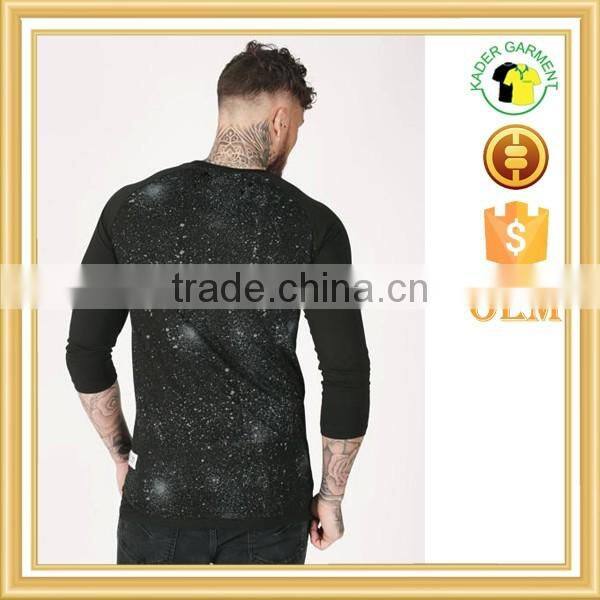 new design printing t shirt 3/4 raglan sleeves t-shirts oem clothing men