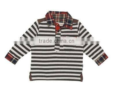 Boys Autumn Striped Long Sleeve Polo Shirt 100% Cotton T Shirt