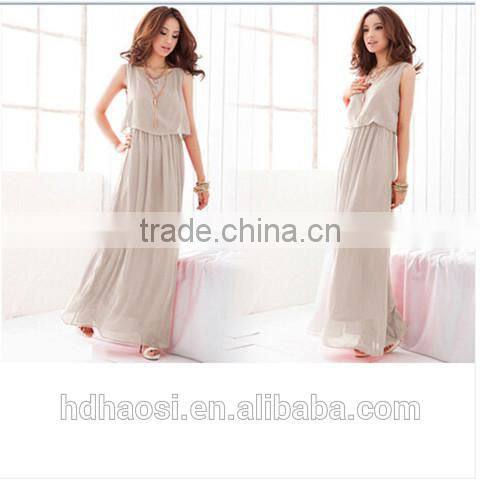Hot sale summer Women bohemian Beach dress, women Chiffon silk maxi dress ,sleeveless Plus size dress