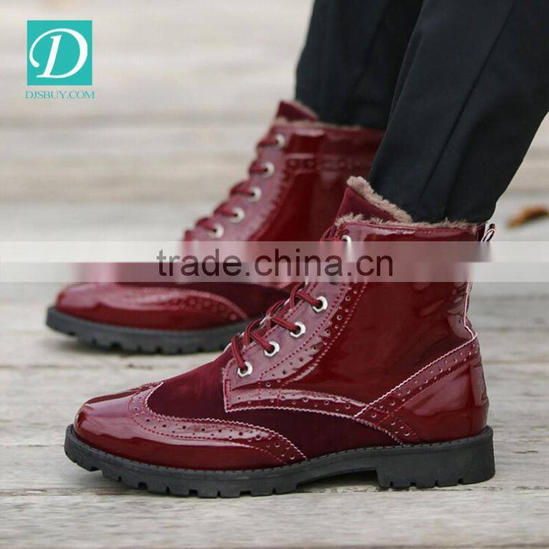 New Boots Mens Casual Patent Leather Winter Round Toe Martin Boots