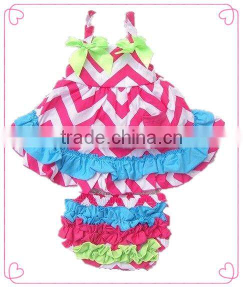 New design lovely baby girls gray chevron romper Fashion chevron bubble rompers ruffle infant cloth set wholesale girls clothes