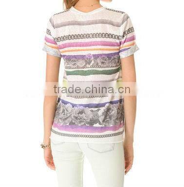 fashion ladies printed top blouse 70%poly 30%cotton